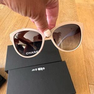CHANEL Beige Sunglasses with Dark Lenses